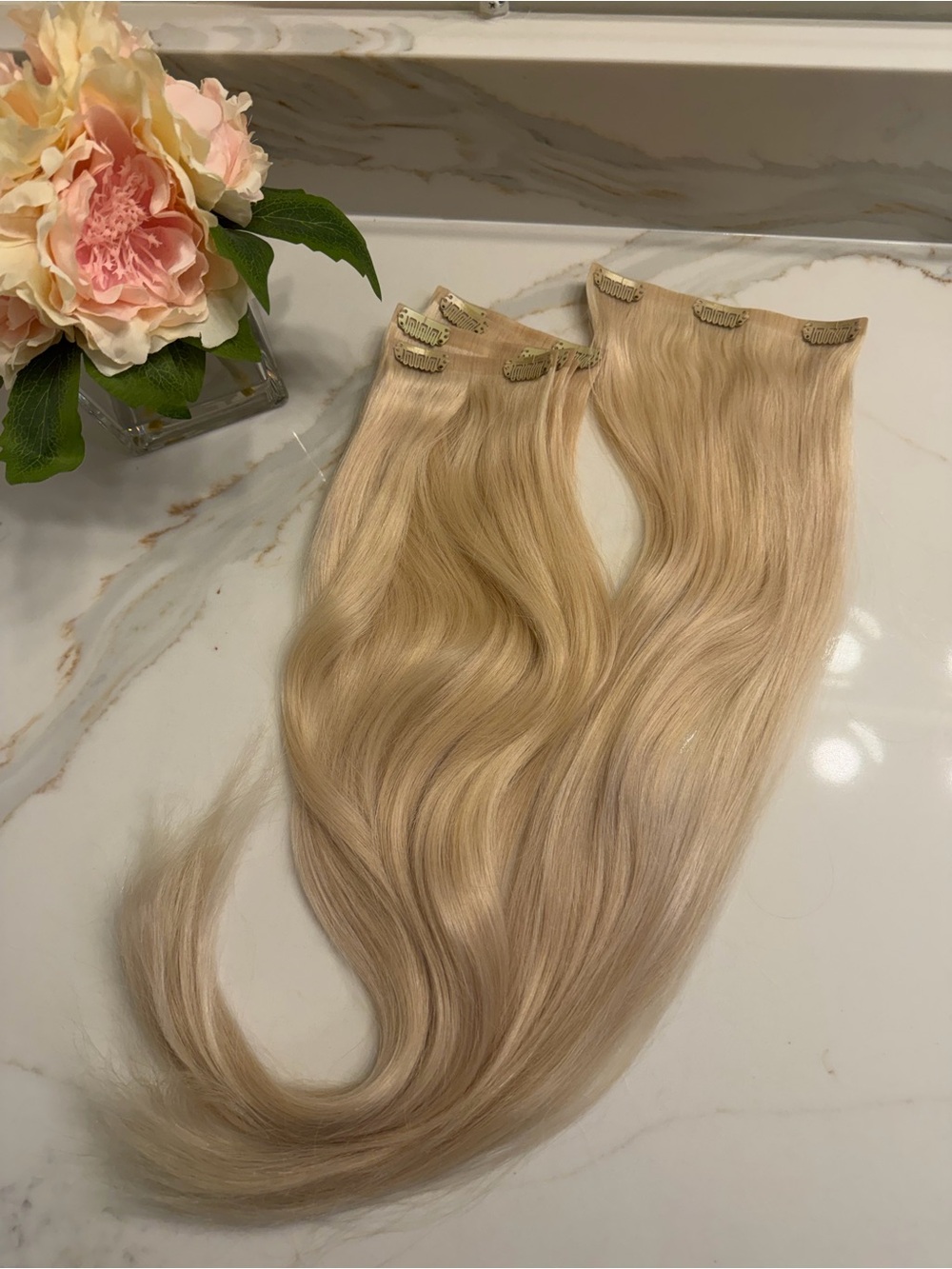 Blonde Clip-In Hair Extensions - 2-Piece Set
